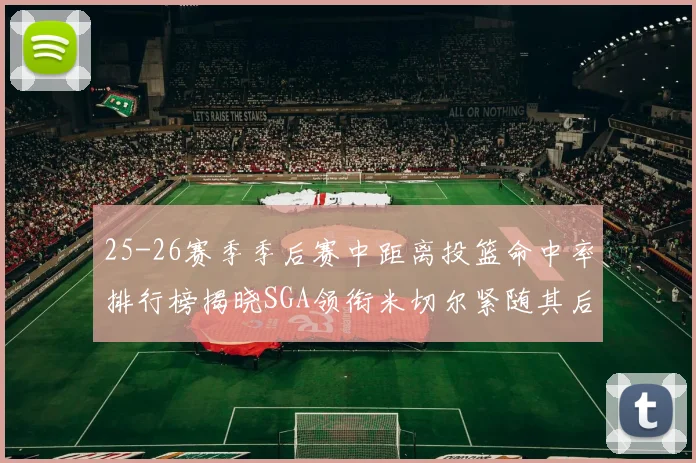 25-26赛季季后赛中距离投篮命中率排行榜揭晓SGA领衔米切尔紧随其后哈登位列第五